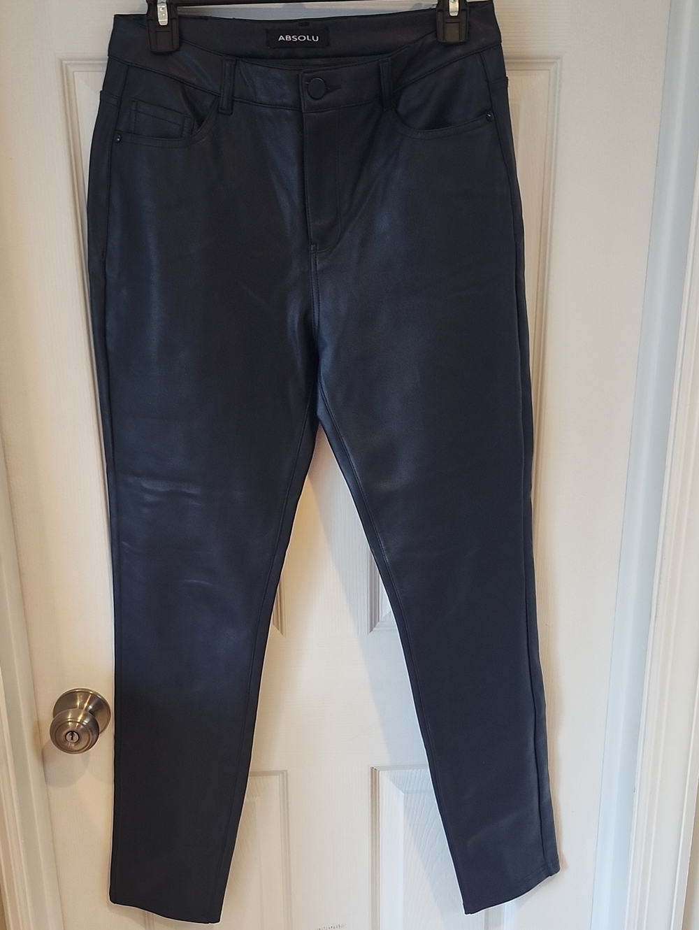 Navy Faux Leather Skinny Jeans - Sleek Women's Fit